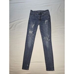 American Eagle Hi-Rise Jegging Women's Size‎ 4 Distressed Stretch Skinny Jeans